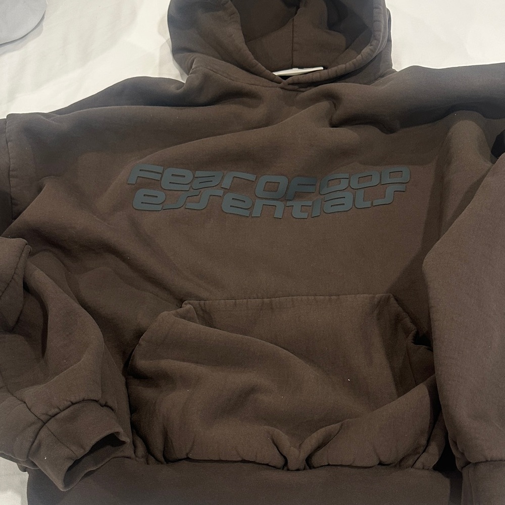 Essentials Dark Brown Hoodie with Logo
